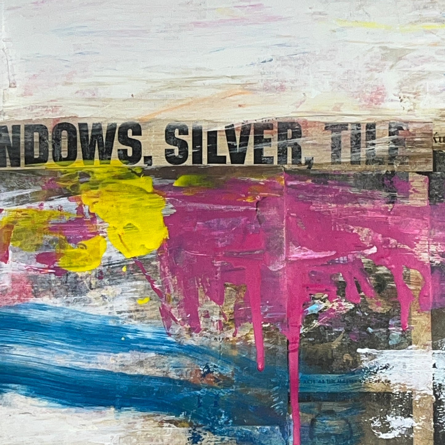 Original Mixed Media Modern Art Painting 24x36 "Windows, Silver, Tile" Signed