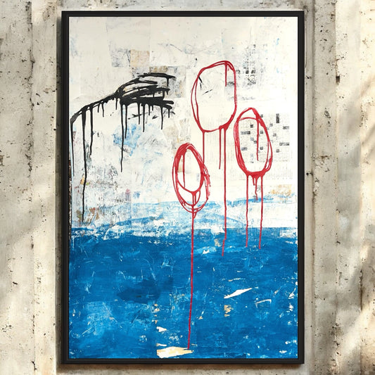 Original Mixed Media Abstract Modern Art Painting 24x36 "Verticity" Signed