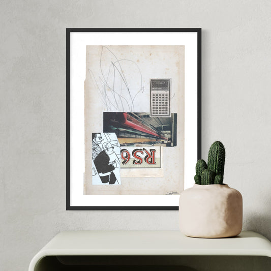 Original Mixed Media Modern Art Collage "Balbutient" 6.25x9.5" Signed