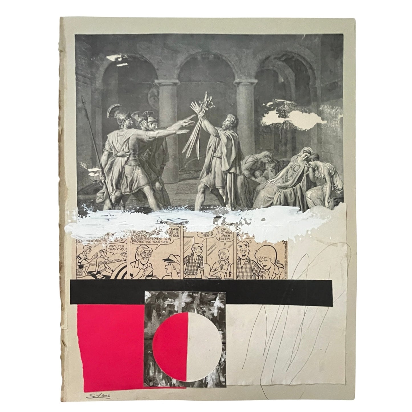 Original Mixed Media Modern Art Collage "Psychalgia" 10x13" Signed