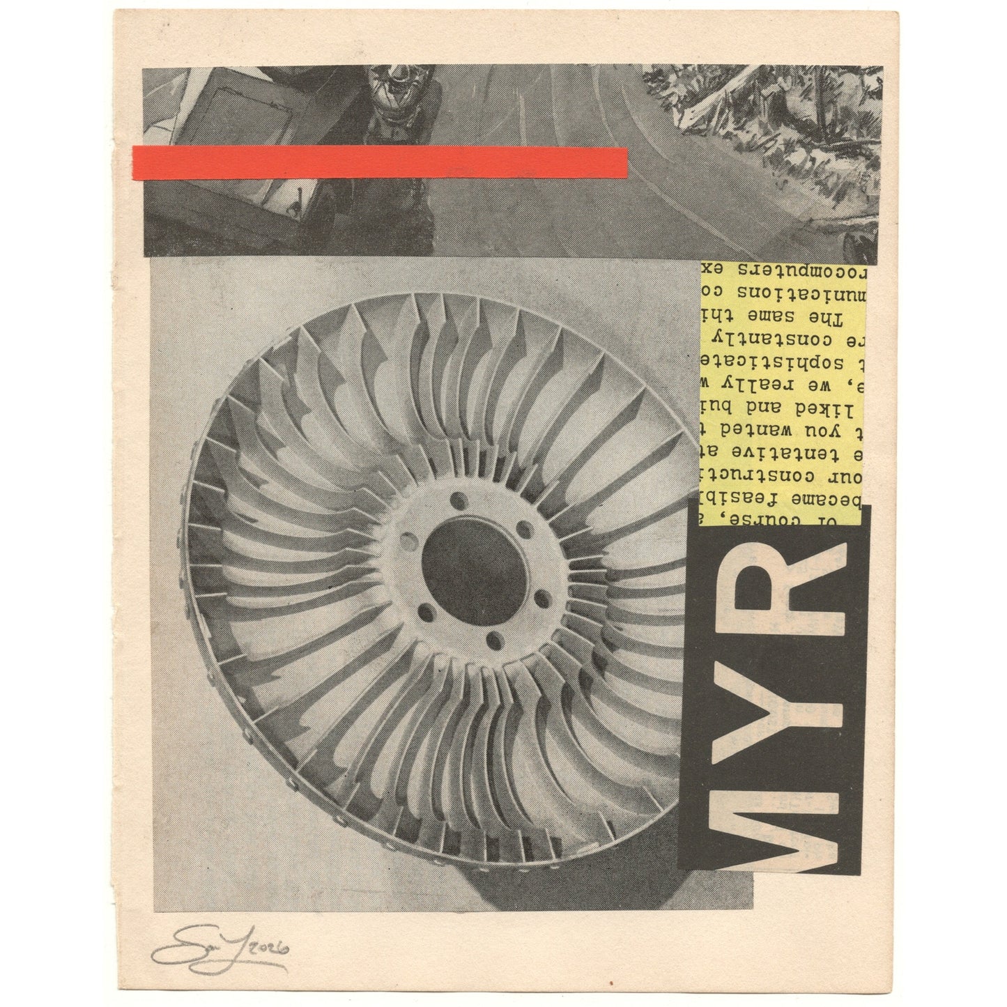 Original Mixed Media Modern Art Collage "Myr" 5.25x6.75" Signed