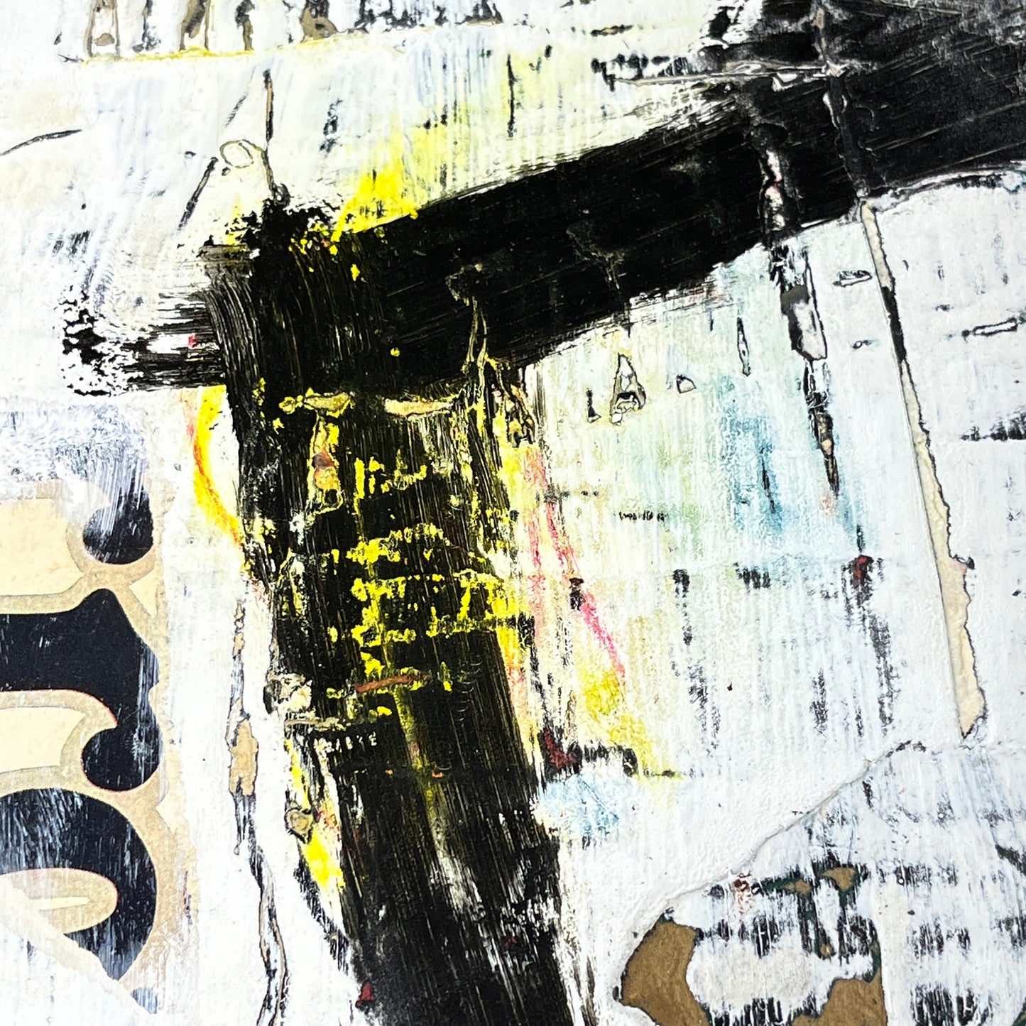 Original Minimalist Modern Art Collage Painting 8.5x11 "Quadripole" Signed
