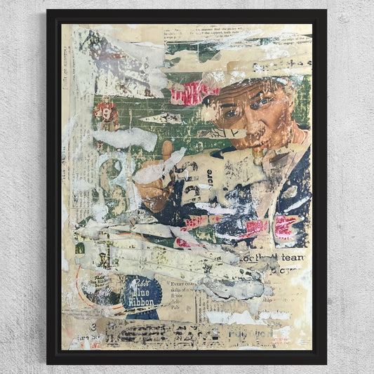 Original Contemporary Art Collage 9.75x13 "1945 Pabst Blue Ribbon PBR Ad"