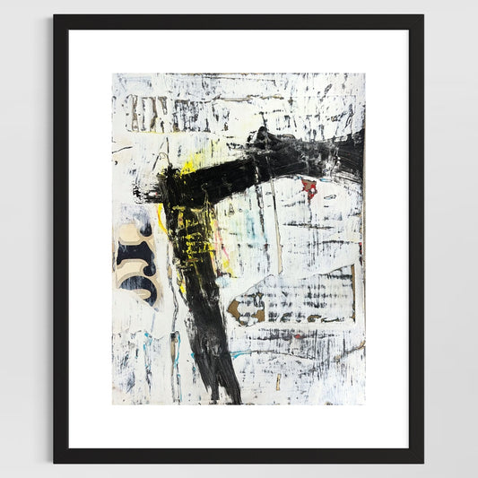 Original Minimalist Modern Art Collage Painting 8.5x11 "Quadripole" Signed