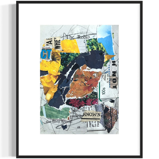 Original Abstract Modern Art Bird Painting "The Robin" Signed