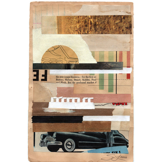 Original Mixed Media Modern Art Collage "Subtrude" 6.25x10" Signed