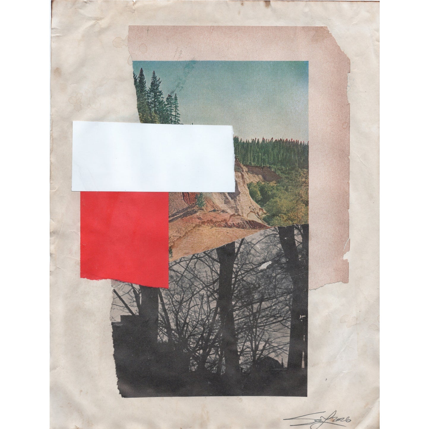 Original Mixed Media Modern Art Collage "Accinge" 8.5x11" Signed