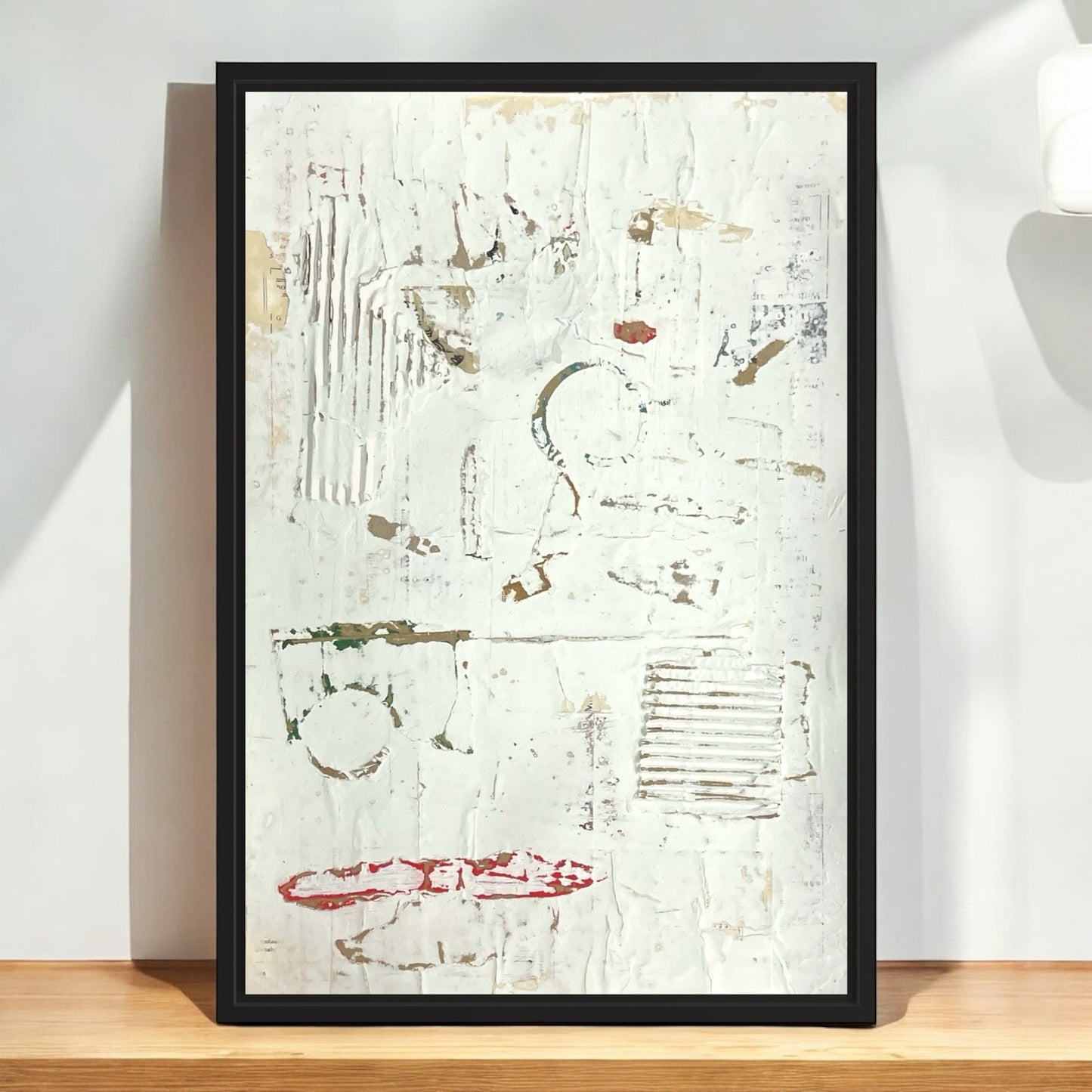 Original Framed Minimalist Modern Art Collage Painting 12x18 "Theophany"