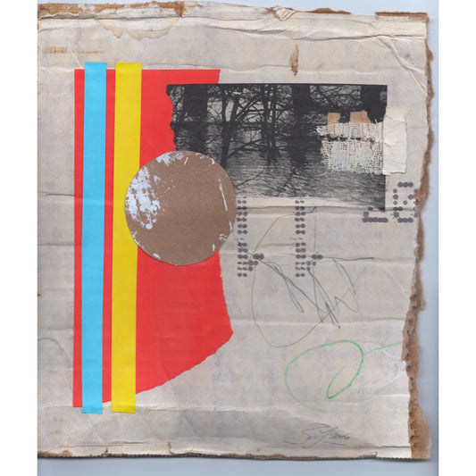 Original Mixed Media Modern Art Collage "Encyclical" 8.5x9" Signed