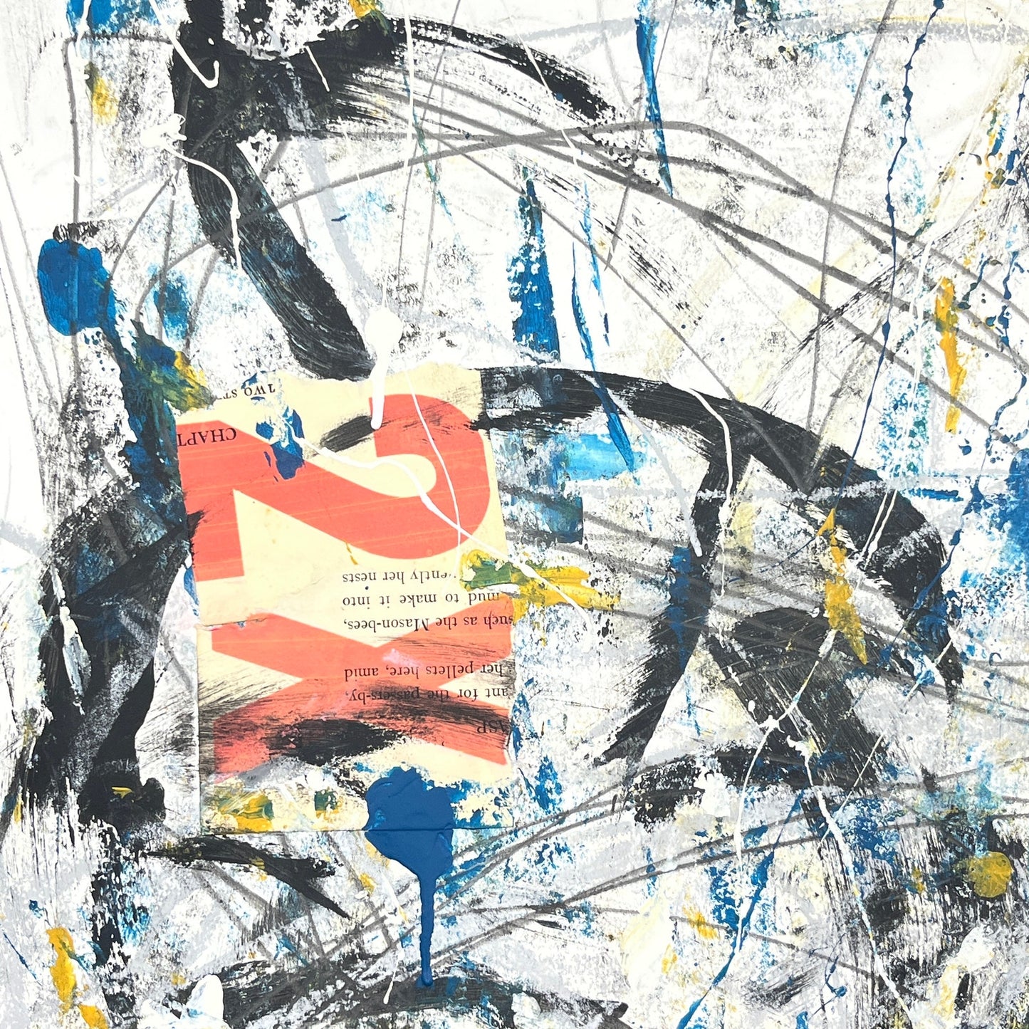 Original Mixed Media Abstract Modern Art Painting 18x24 "Holosteric" Signed