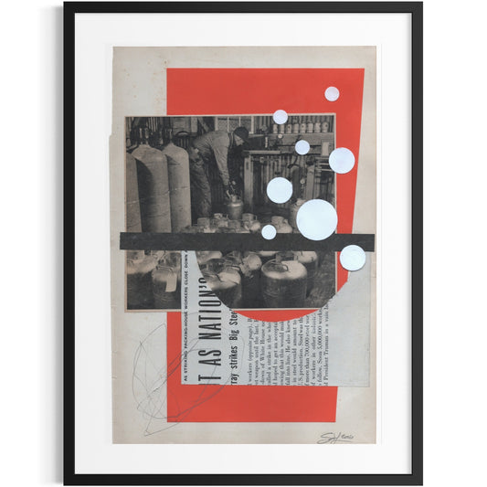 Original Mixed Media Modern Art Collage "Quotannal" 6.25x9.5" Signed
