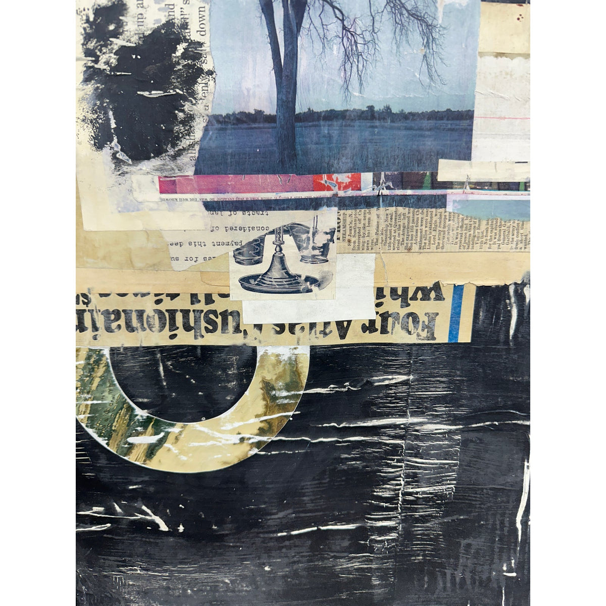 Original Mixed Media Modern Art Collage Painting 18x24 "Yapness" Signed