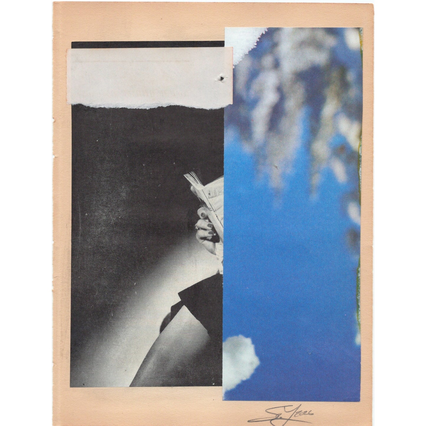 Original Mixed Media Modern Art Collage "Yenta" 5.75x7.5" Signed