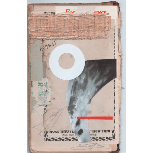 Original Mixed Media Modern Art Collage "Reference" 4.25x7.25" Signed