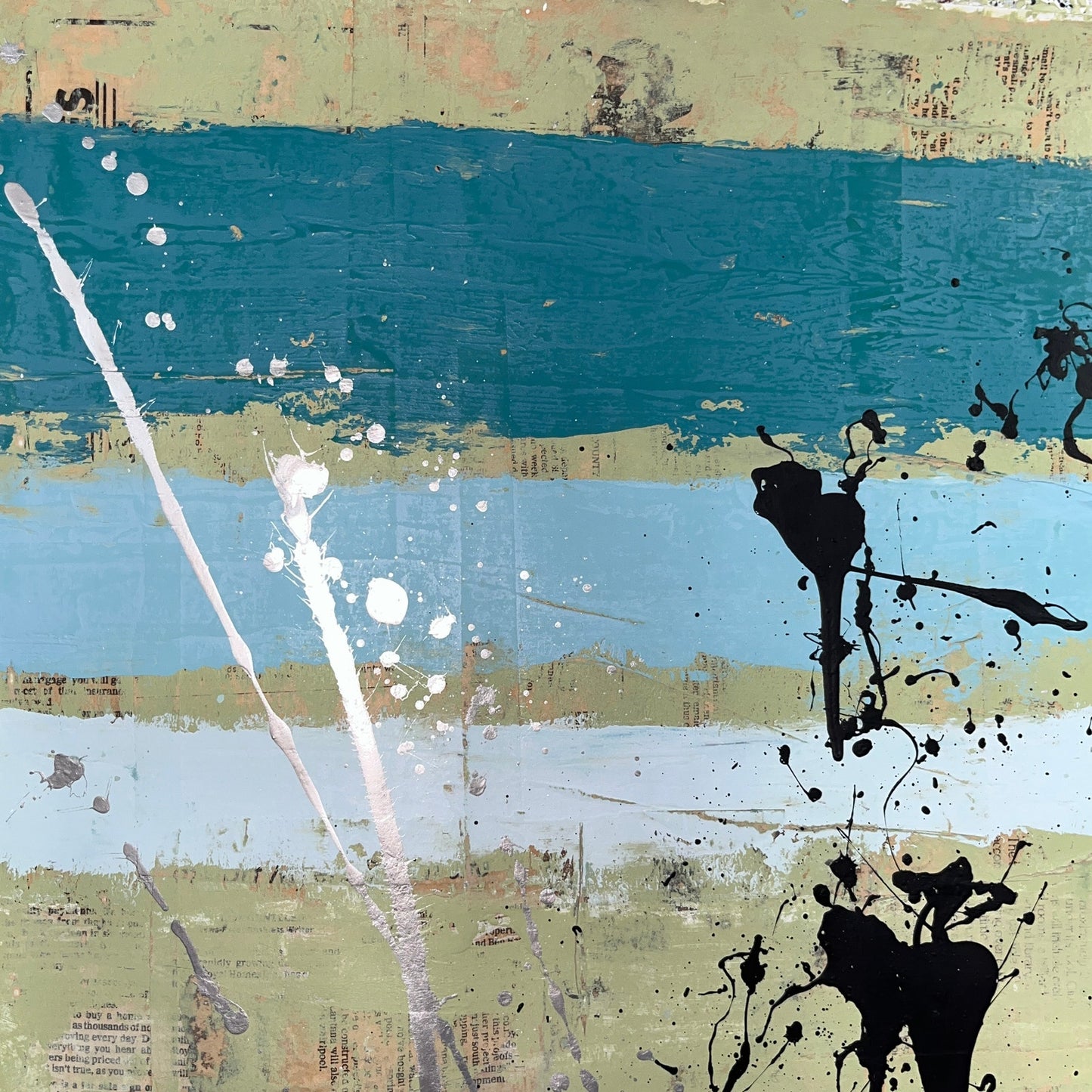Original Mixed Media Abstract Modern Art Painting 18x24 "Acopic" Signed