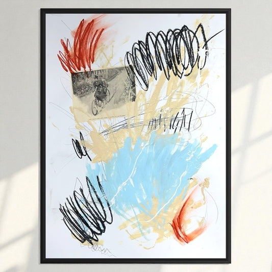 Original Mixed Media Abstract Modern Art Painting 18x24 "Miss Goodwin" Signed