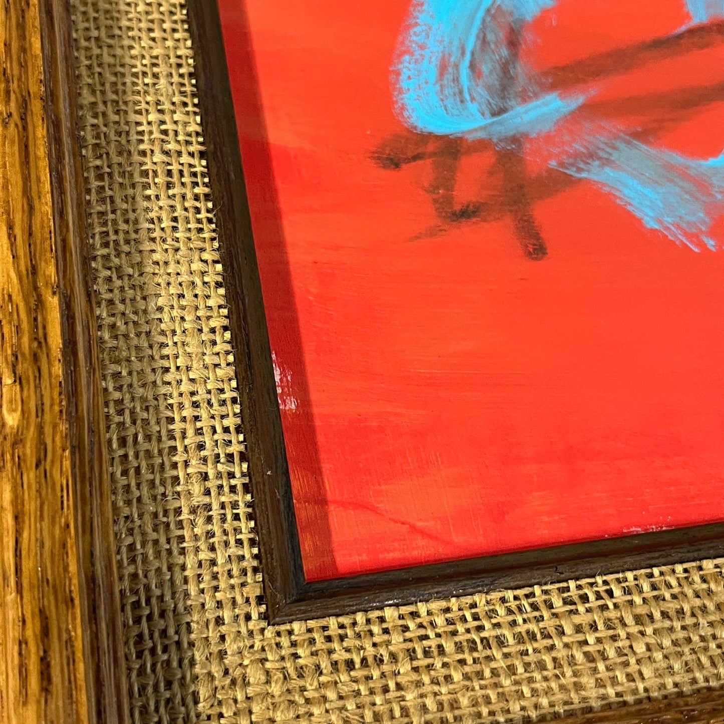 Original Framed Mixed Media Abstract Art Painting "Moon Studio" 16x19 w/ COA
