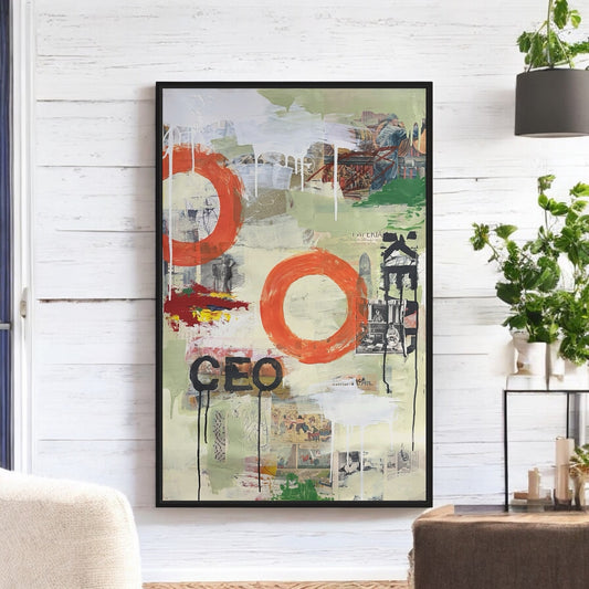 Original Mixed Media Abstract Modern Art Painting 24x36 "CEO" Signed
