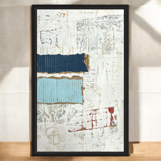 Original Framed Mixed Media Modern Art Collage Painting 12x18 "Hoplite"