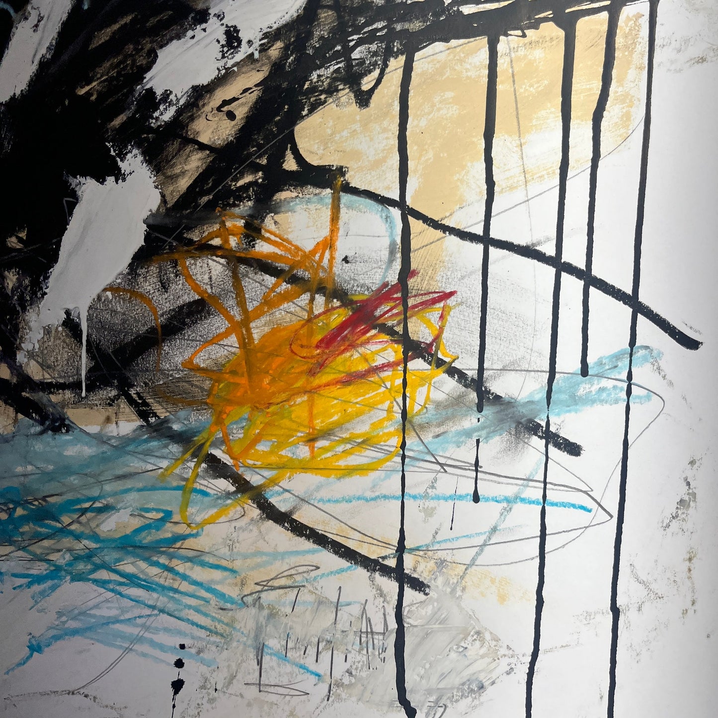 Original Mixed Media Abstract Modern Art Painting 18x24 "Affronté" Signed