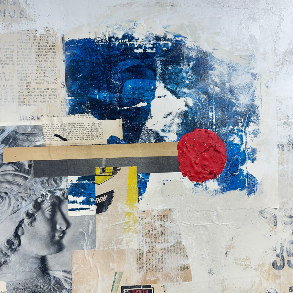 Original Mixed Media Modern Art Colllage Painting 18x24 "Callant" Signed