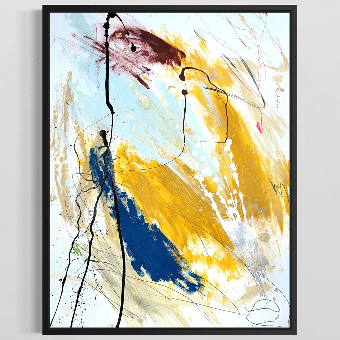 Original Mixed Media Abstract Modern Art Painting 18x24 "Ninon" Signed