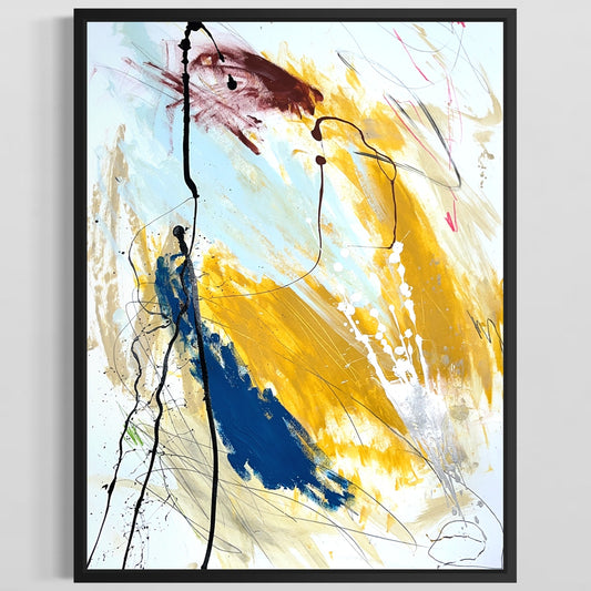 Original Mixed Media Abstract Modern Art Painting 18x24 "Ninon" Signed