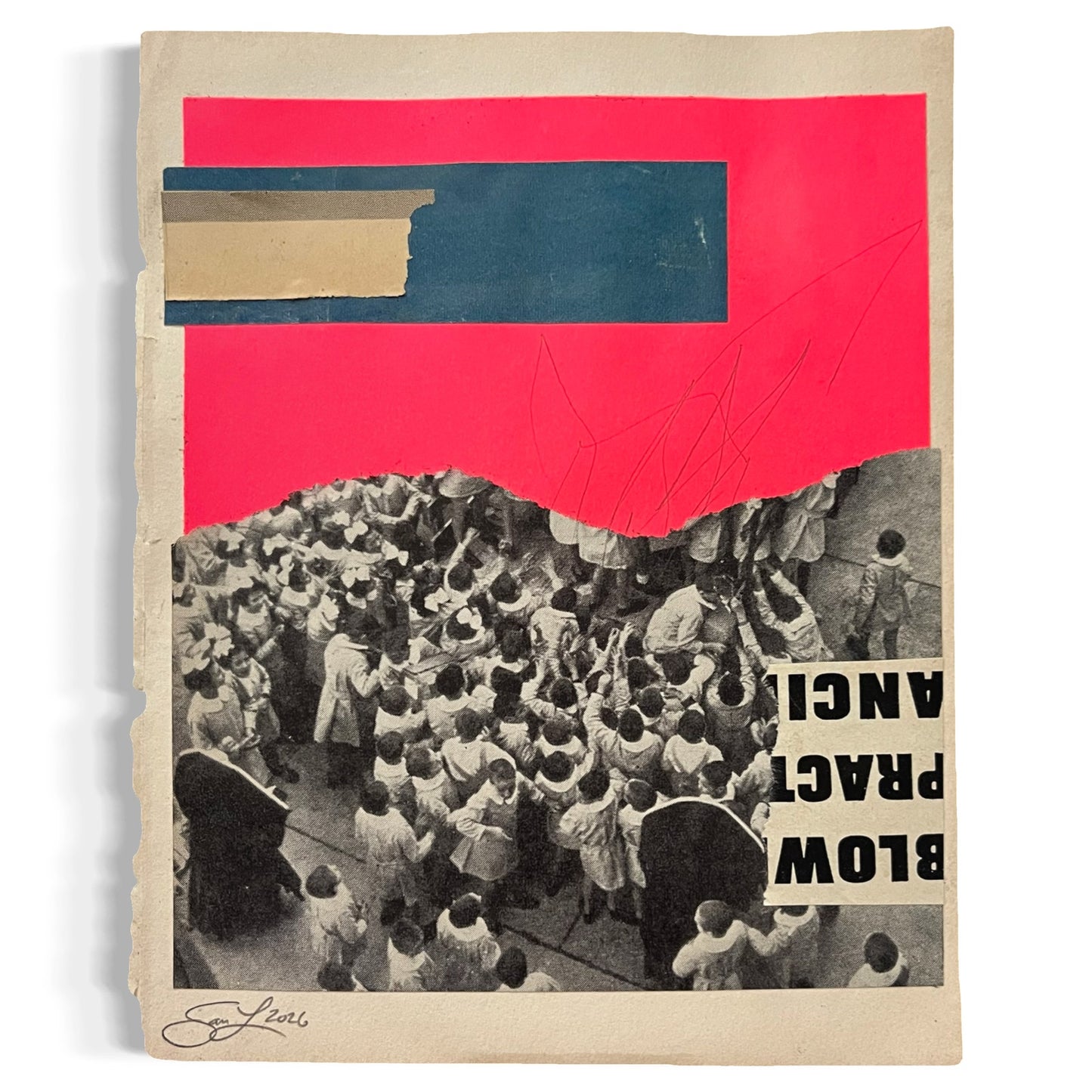 Original Mixed Media Modern Art Collage "Cibation" 5.25x6.75" Signed