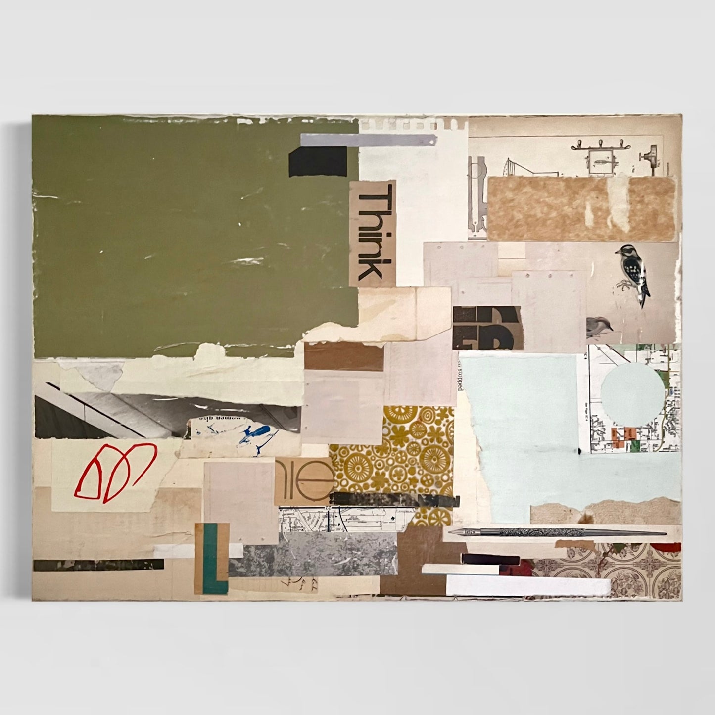 Original 18x24" Mixed Media Modern Art Collage on Canvas "Itinerarian"