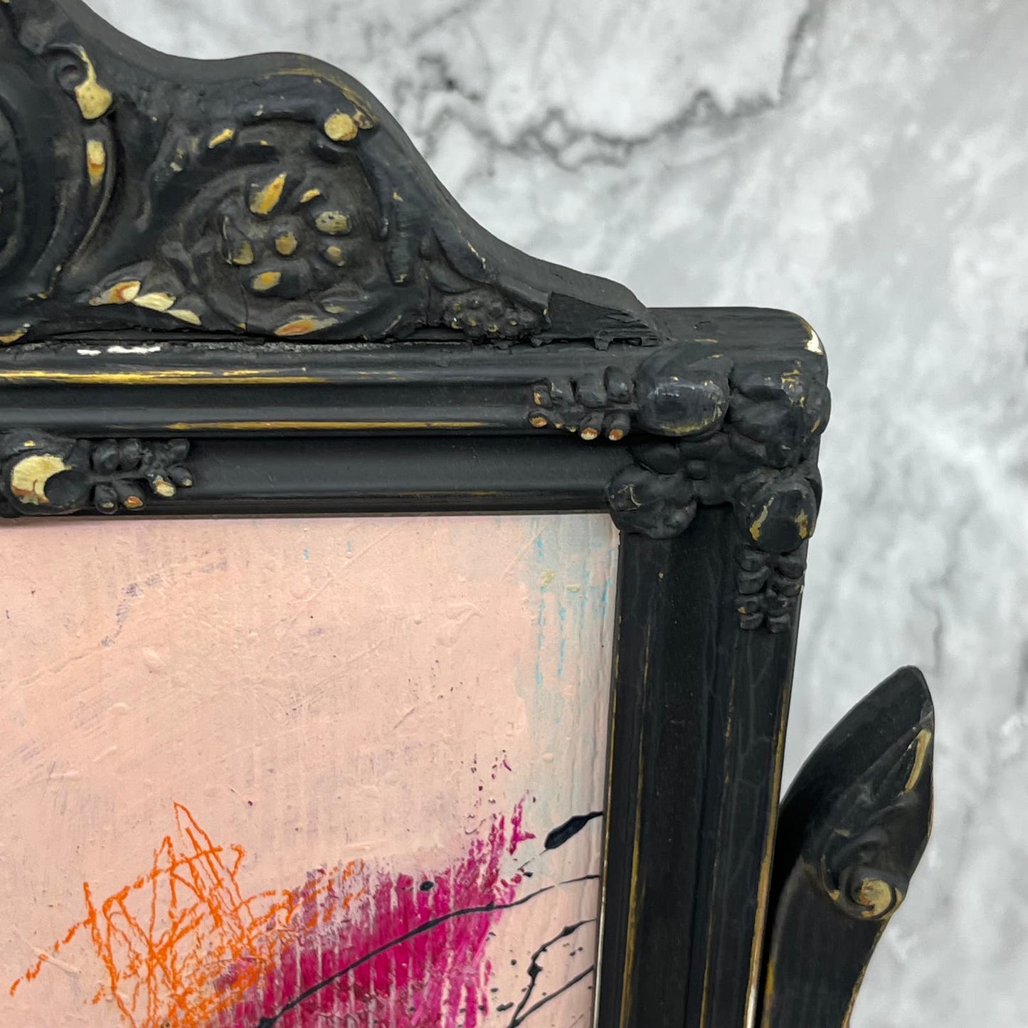 Original Framed Mixed Media Abstract Art Painting 15.5x13.5 Second Chance w/ COA