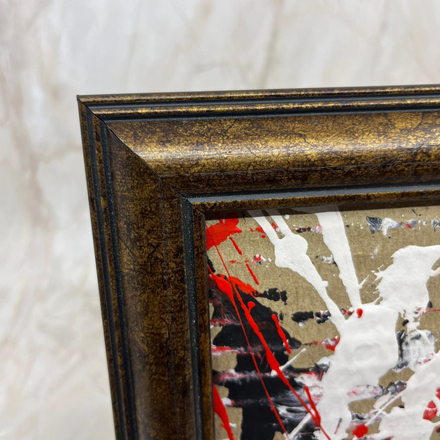 Original Framed Mixed Media Abstract Art Painting 6x8 "Prospect Union" COA TJ9