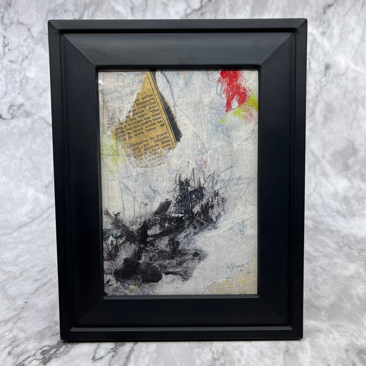 Original Framed Mixed Media Abstract Art Painting 7x9 “Frank Remarks" With COA