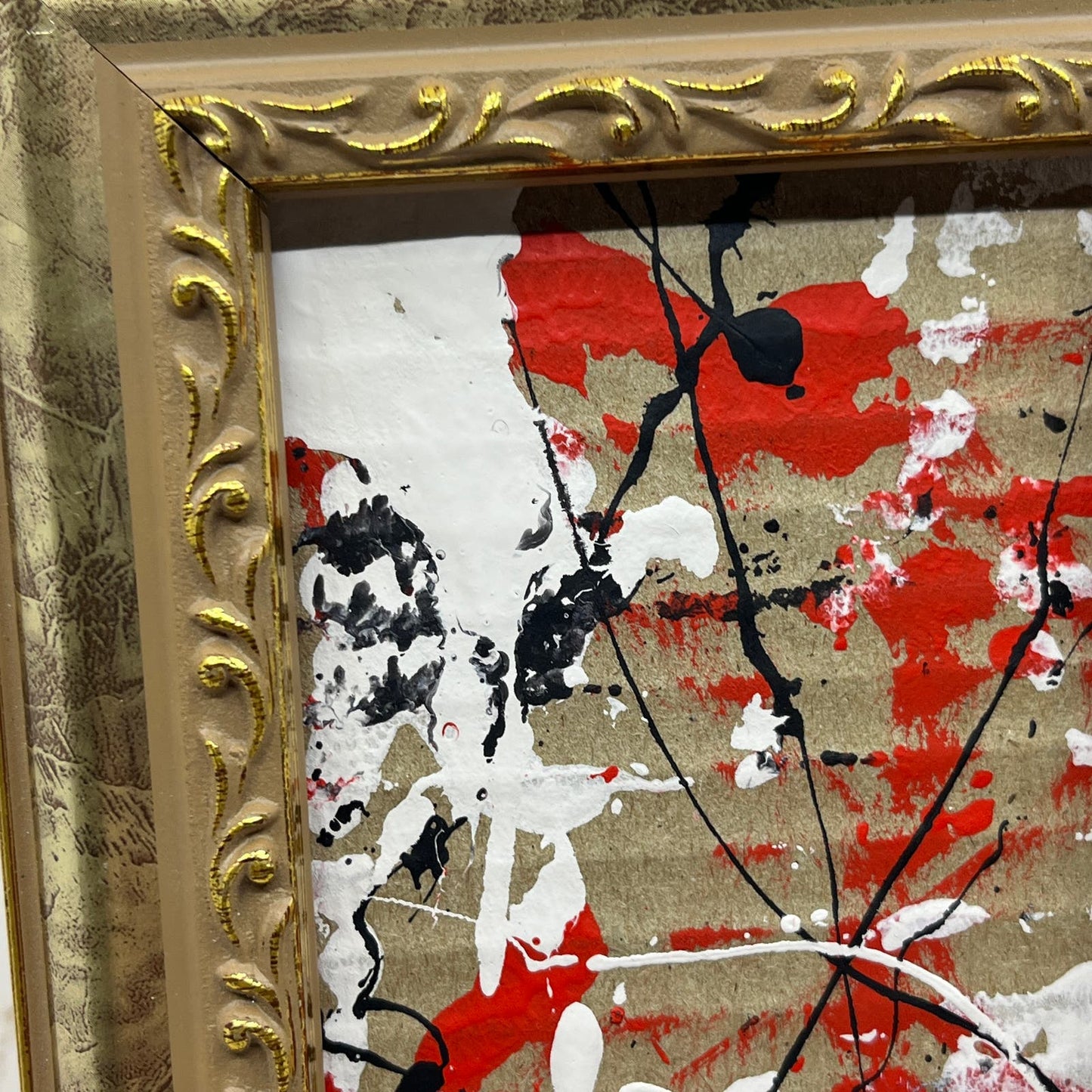 Original Framed Mixed Media Abstract Art Painting Mini “Exile Award" Signed TC9
