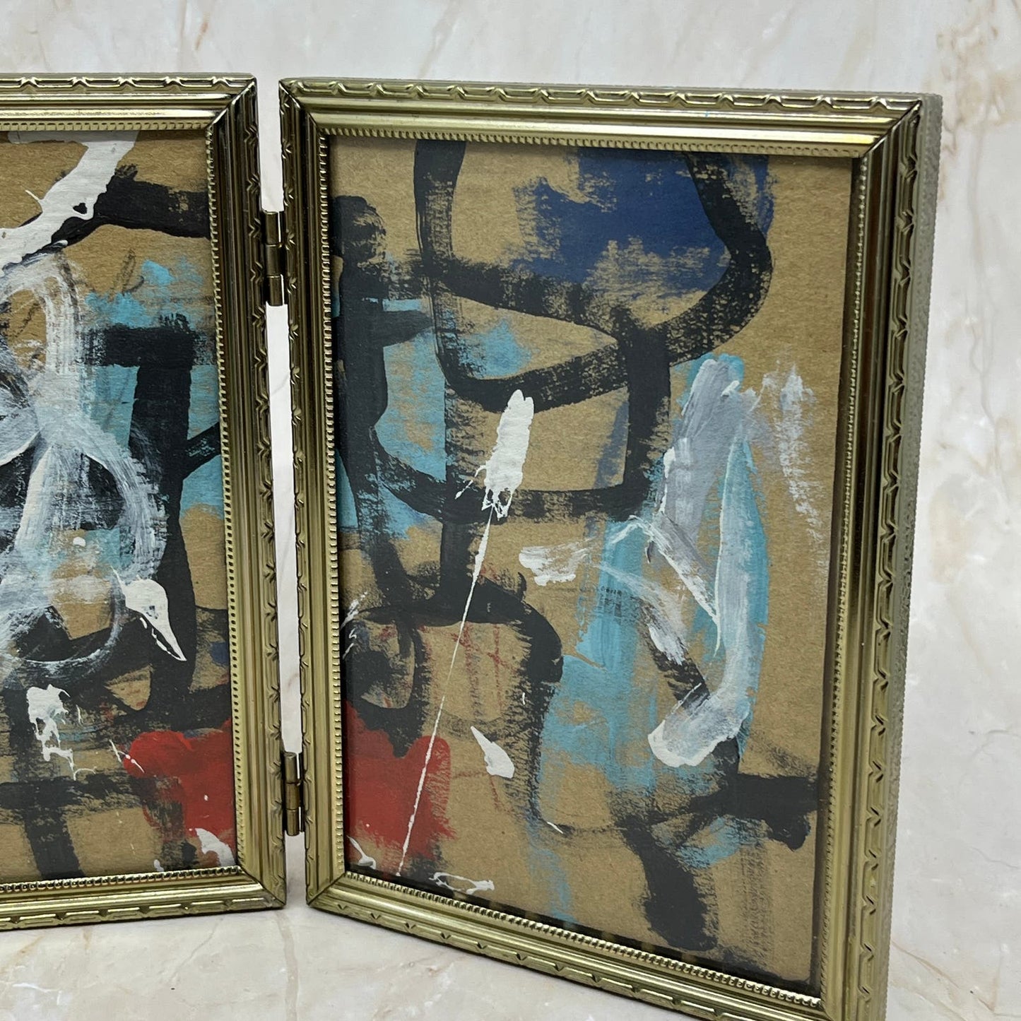 Original Framed Mixed Media Triptych Abstract Art Painting “Possible Dream” COA