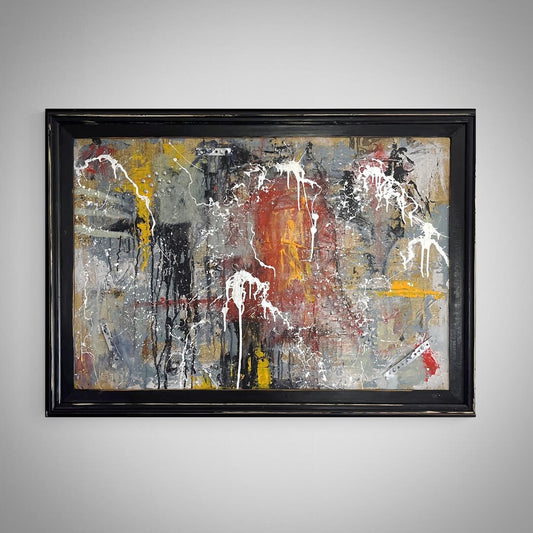 Original MASSIVE Framed Mixed Media Abstract Art Painting 42x30 “Oxidized” w COA