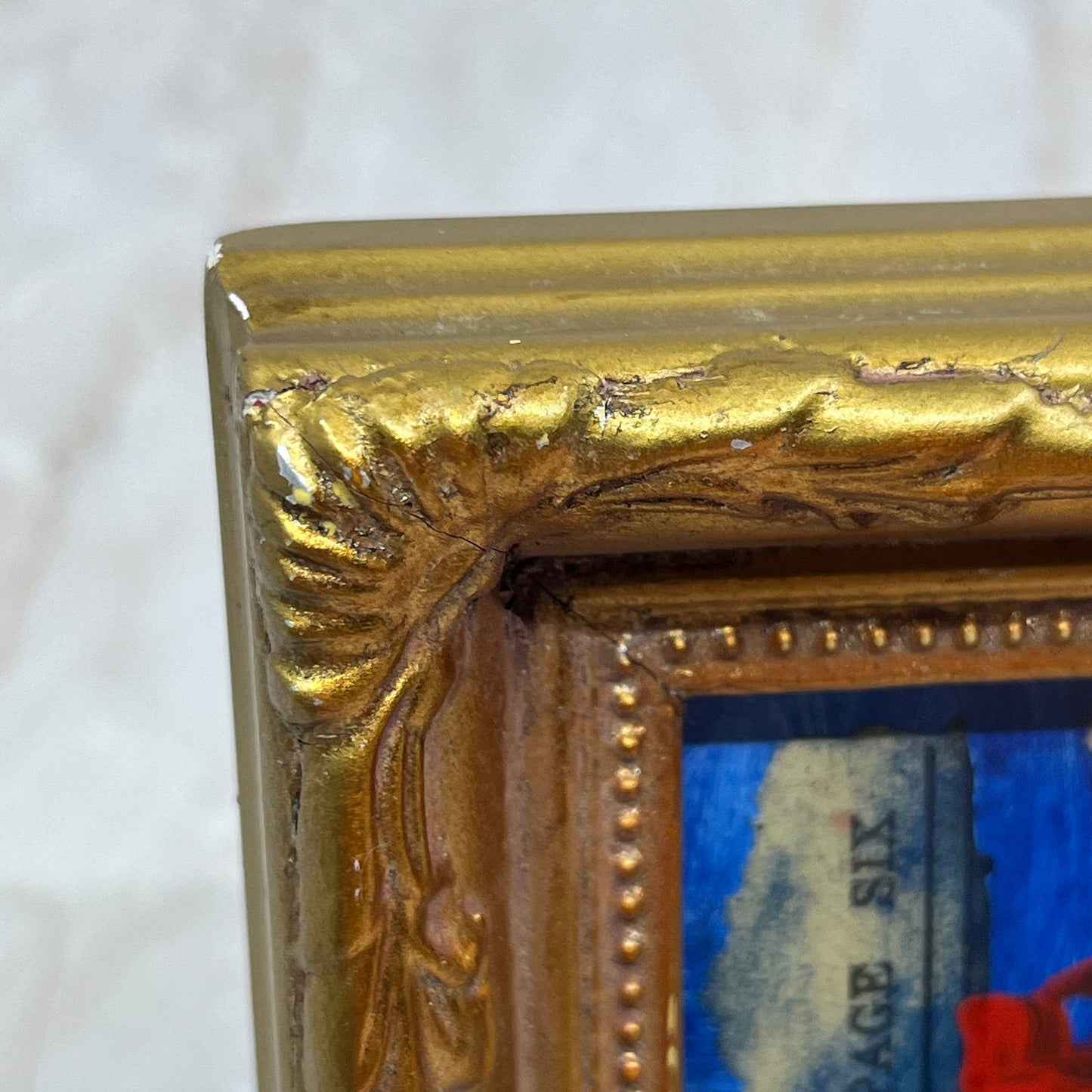 Original Framed Mixed Media Abstract Art Painting 5x4 Mini "Page Six" Signed TJ9