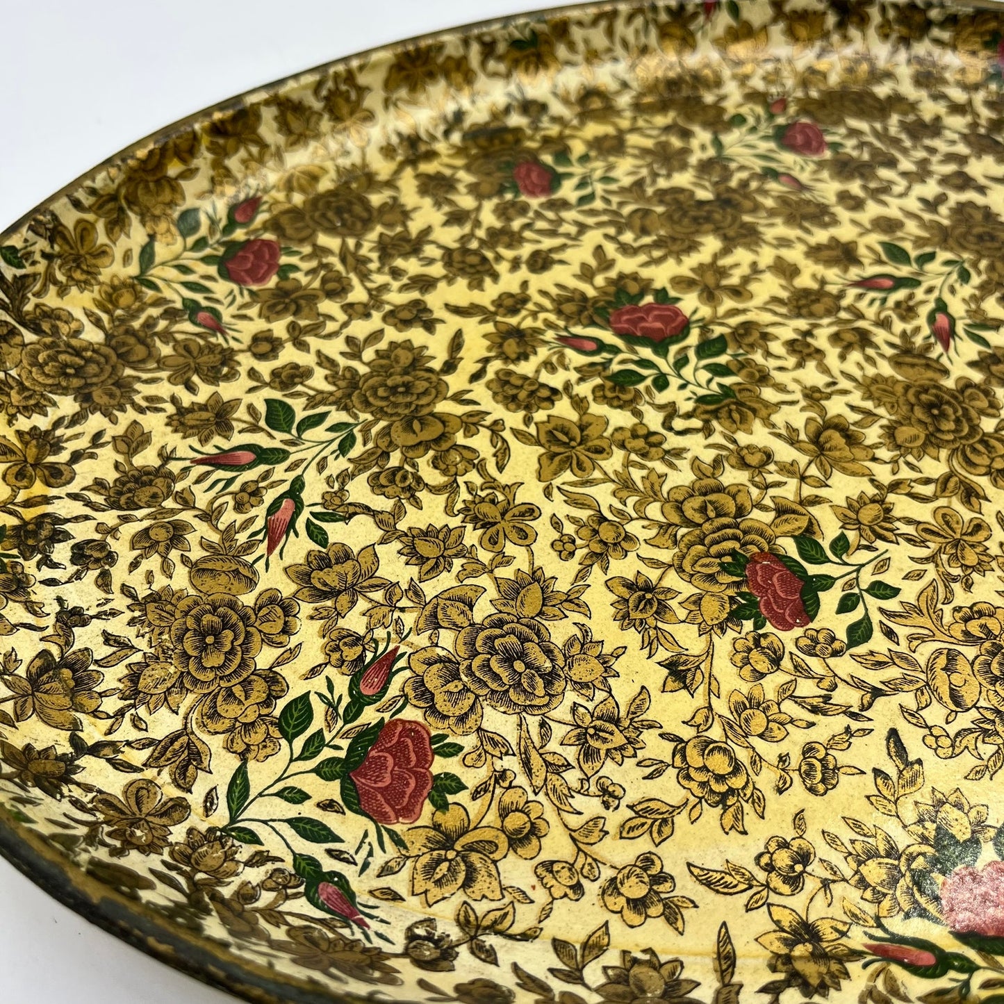 Vtg Oval Tray Alcohol Proof Paper Mache Alfred Knobler Highmount Roses 14" TK3
