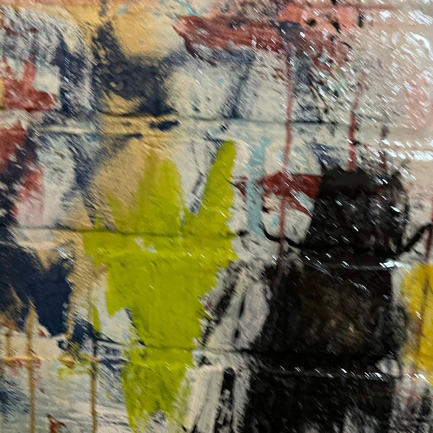 Original Huge Abstract Art Painting 48x48" 4ft On Faux Brick “War” w/ COA