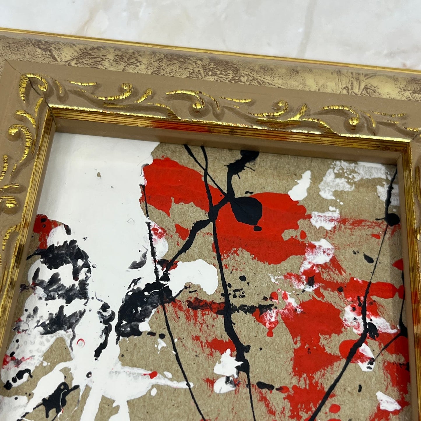 Original Framed Mixed Media Abstract Art Painting Mini “Exile Award" Signed TC9