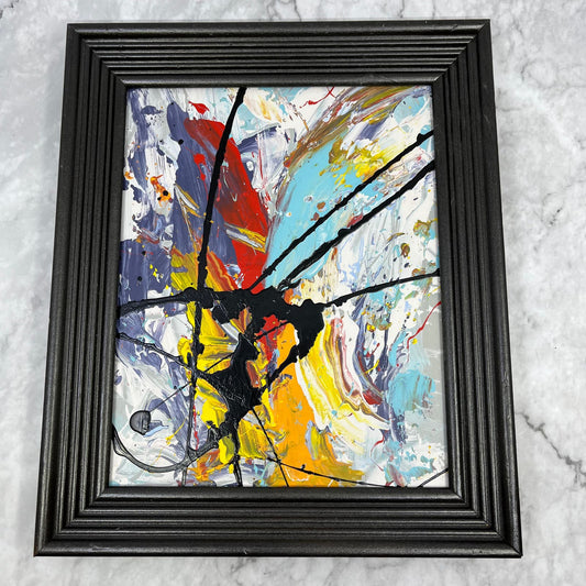 Original Framed Abstract Art Painting 10x12" Jelly Piñata With COA TJ2