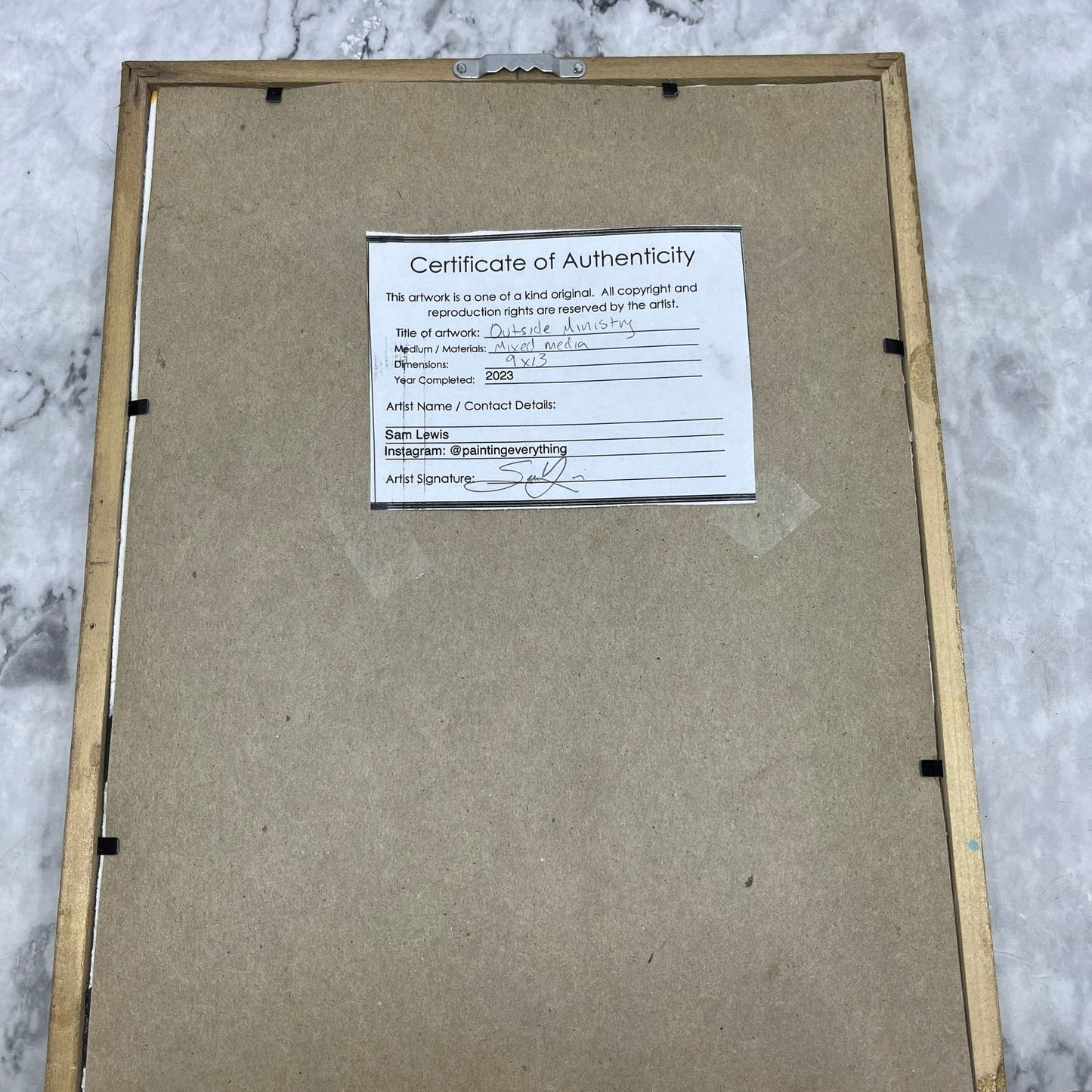 Original Framed Mixed Media Abstract Art Painting 9x13 “Outside Ministry" With COA