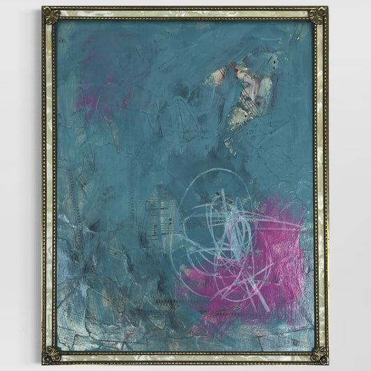 Original Framed Mixed Media Abstract Art Painting 8x10 “Linen Cell" With COA