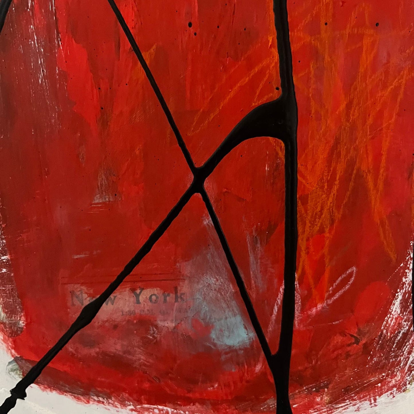 Original Framed Mixed Media Abstract Art Painting 23x15 “RED 26” With COA