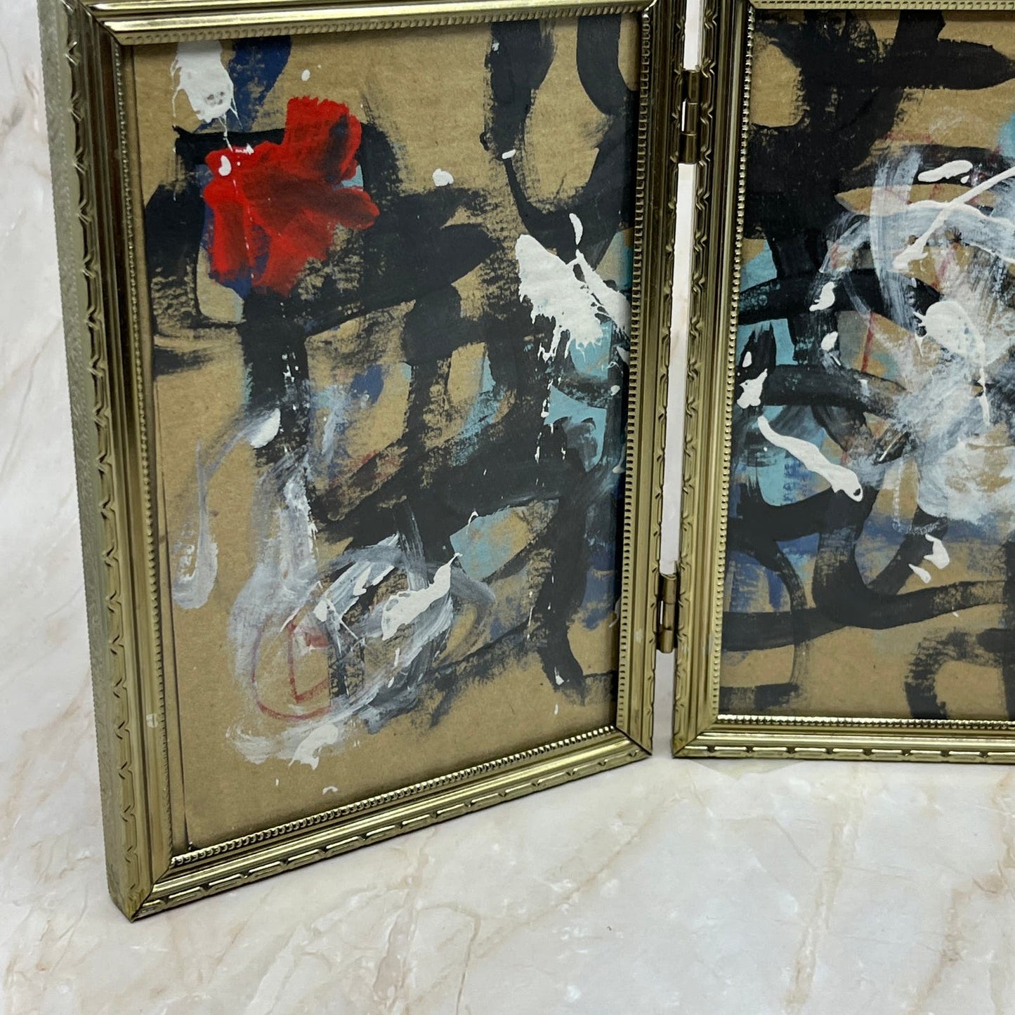 Original Framed Mixed Media Triptych Abstract Art Painting “Possible Dream” COA