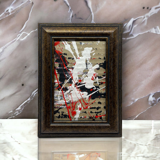 Original Framed Mixed Media Abstract Art Painting 6x8 "Prospect Union" COA TJ9