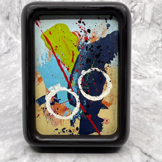 Framed Original Abstract Art Painting 4x6" Mini With COA TI6