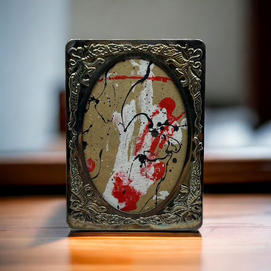 Original Framed Abstract Art Painting 6x4 Mini "Acid Passage" Signed TJ9
