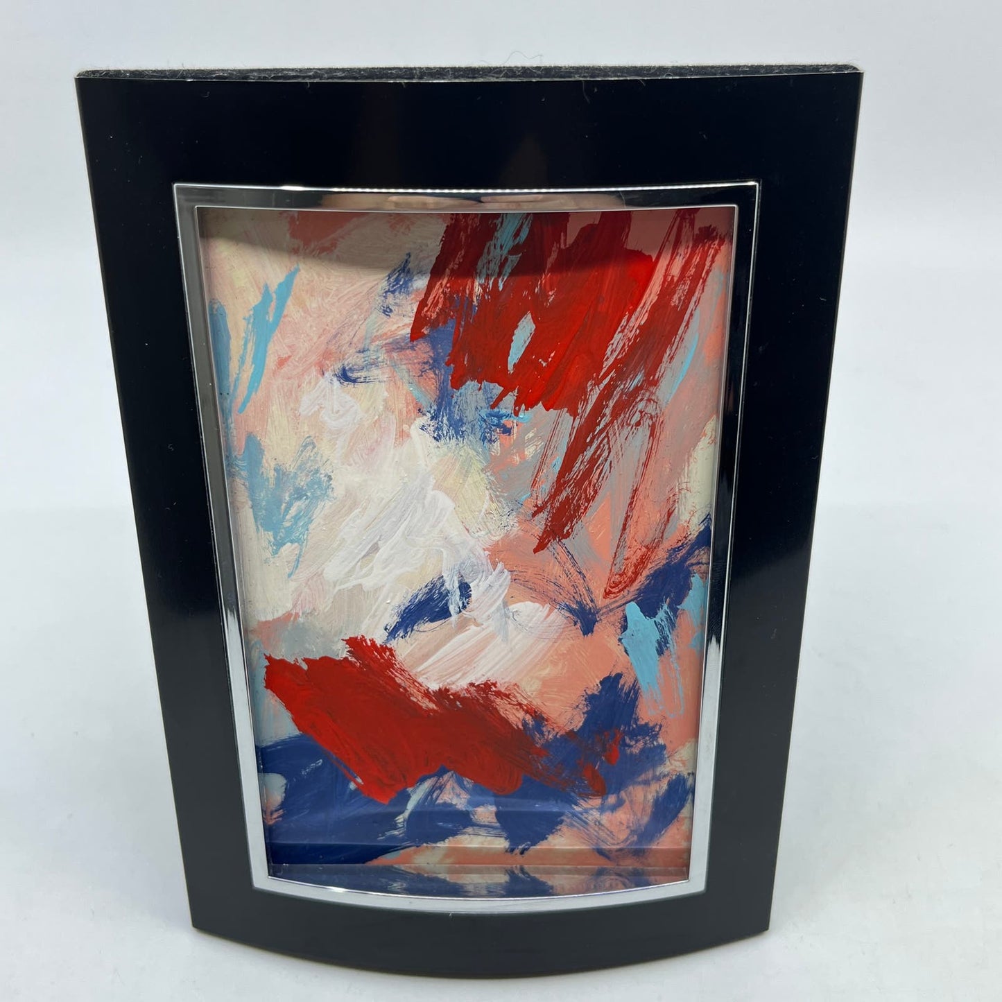 Framed Original Abstract Art Painting "80s Couch" Acrylic on Glass 5x7 TI5