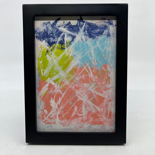 Framed Original Abstract Art Painting "Walking on Clouds" Acrylic 5x7 TI6