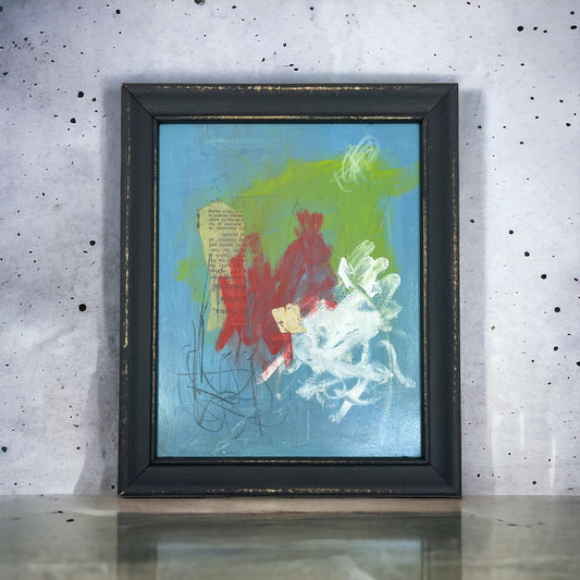 Original Framed Mixed Media Abstract Art Painting 9.5x11.5 “Single Variable" COA